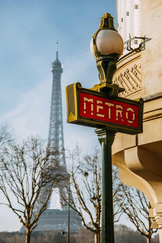 Paris Metro Sign with Eiffel Tower | City of Love Photography | French Landmark Poster - Type & Quotes Poster