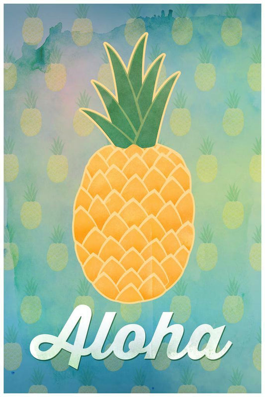 Aloha Pineapple Illustration | Tropical Hawaiian Poster | Modern Graphic Art - Graphic & Art Poster