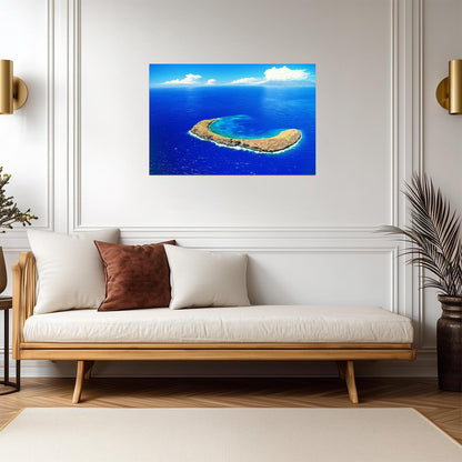 Aerial View of Molokini Crater | Maui Hawaii Photography | Tropical Island Poster - Photography Poster
