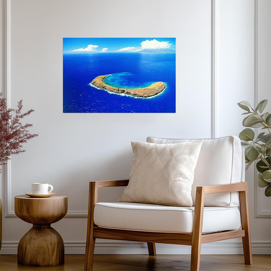 Aerial View of Molokini Crater | Maui Hawaii Photography | Tropical Island Poster - Photography Poster