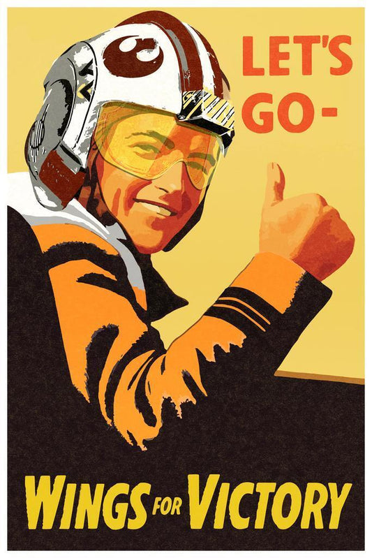 "Let's Go - Wings For Victory" | WWII Pilot Poster | Vintage Army Air Force Art - Vintage & Retro Poster