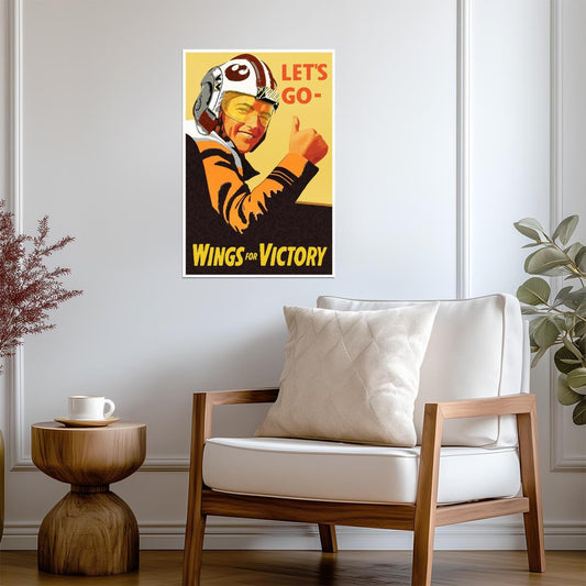 "Let's Go - Wings For Victory" | WWII Pilot Poster | Vintage Army Air Force Art - Vintage & Retro Poster