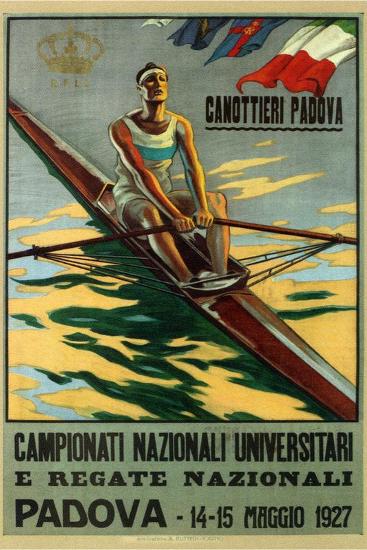 Italian National Regatta 1927 | Vintage Sports Poster | Padova Rowing Crew Art