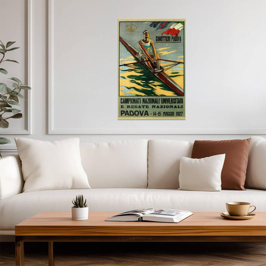 Italian National Regatta 1927 | Vintage Sports Poster | Padova Rowing Crew Art