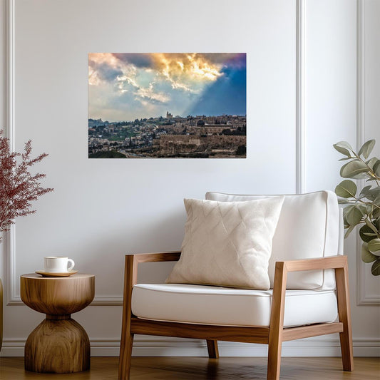 Golden Clouds Over Jerusalem Cityscape | Israel Photography Print | Holy Land Poster - Photography Poster