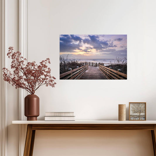 Beach Boardwalk at Sunrise | Port Aransas Texas Photography | Coastal Poster - Photography Poster