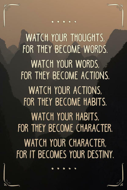 Watch Your Thoughts | Motivational Poster with Mountain