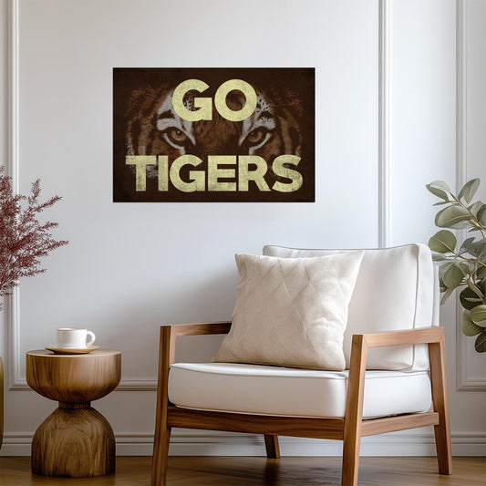 "Go Tigers" Mascot Poster | College Sports Typography | Team Spirit Wall Art - Type & Quotes Poster