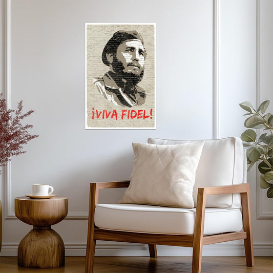 "Viva Fidel!" Castro Graffiti | Cuban Revolution Art | Historical Political Poster - Vintage & Retro Poster