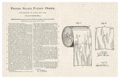Toilet Paper Roll Patent Print | Stretched Version Diagram | Funny Bathroom Art Poster - Vintage & Retro Poster