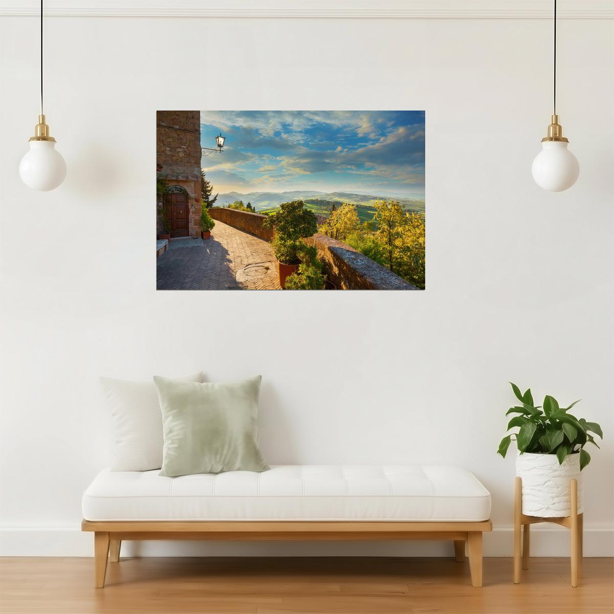 Tuscan Landscape from Pienza Poster | Italy Countryside Photography | Italian Wall Art