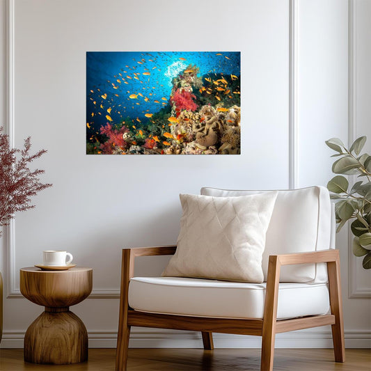 Colorful Coral Reef Scene | Underwater Photography Print | Ocean Life Poster - Photography Poster