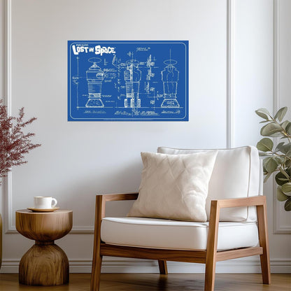 Lost in Space Robot B-9 Schematics | Sci-Fi TV Show Blueprint | Retro Futurism Poster - Movies & TV Poster
