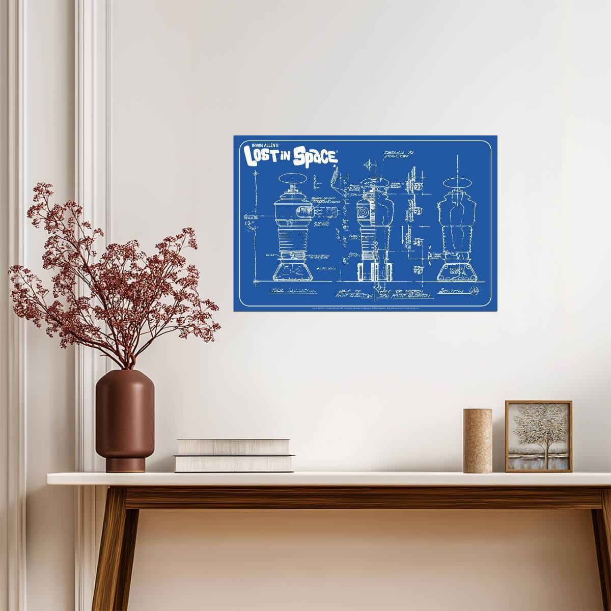Lost in Space Robot B-9 Schematics | Sci-Fi TV Show Blueprint | Retro Futurism Poster - Movies & TV Poster