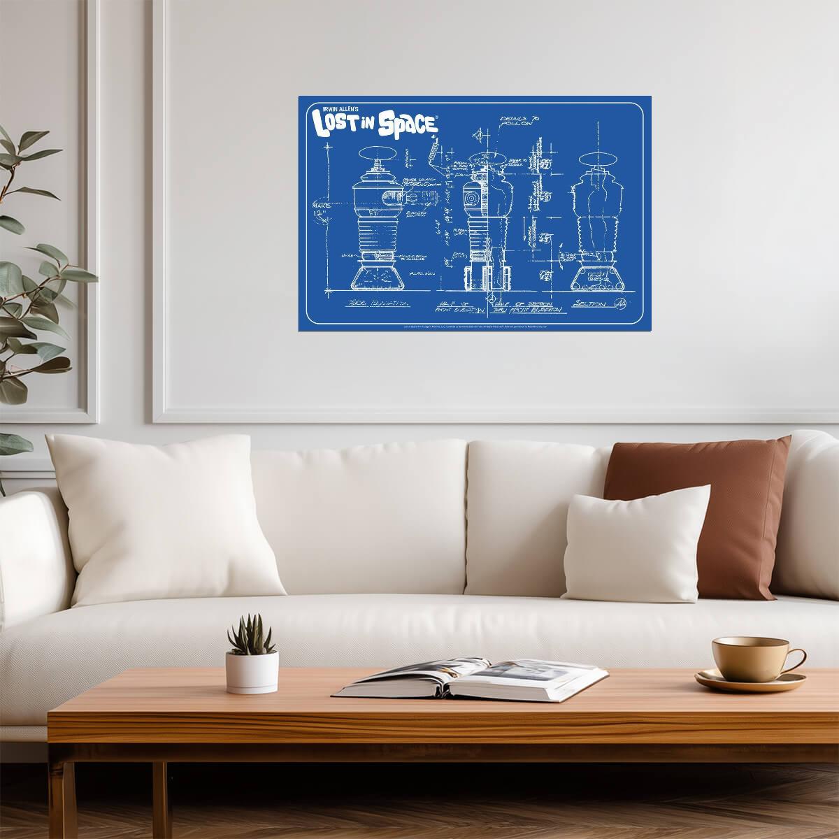 Lost in Space Robot B-9 Schematics | Sci-Fi TV Show Blueprint | Retro Futurism Poster - Movies & TV Poster