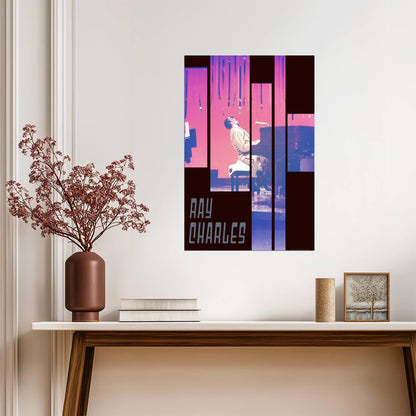 Ray Charles at the Pink Piano | Vintage Music Legend Poster | Stylized Concert Art - Music Poster