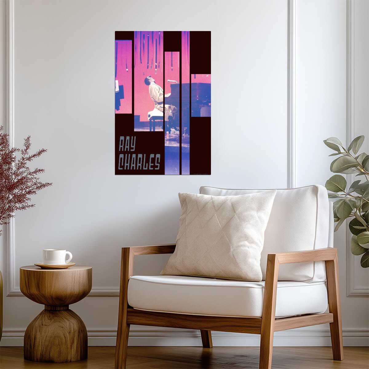 Ray Charles at the Pink Piano | Vintage Music Legend Poster | Stylized Concert Art - Music Poster