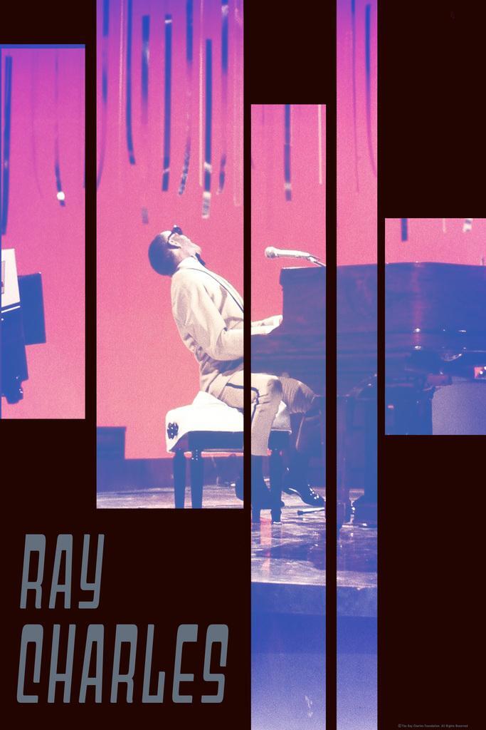 Ray Charles at the Pink Piano | Vintage Music Legend Poster | Stylized Concert Art - Music Poster