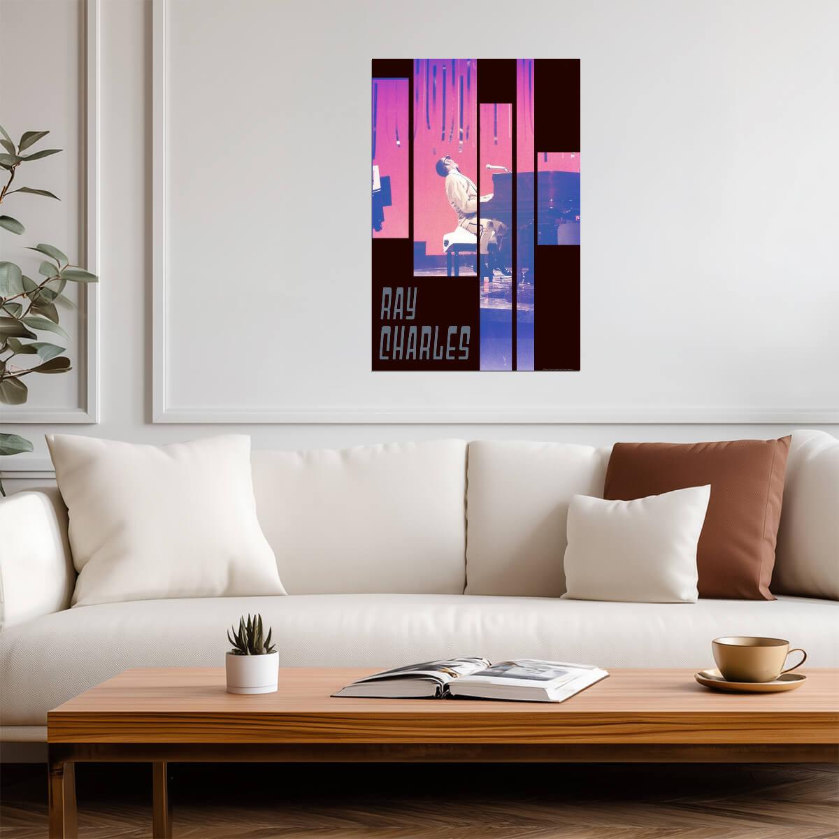 Ray Charles at the Pink Piano | Vintage Music Legend Poster | Stylized Concert Art - Music Poster