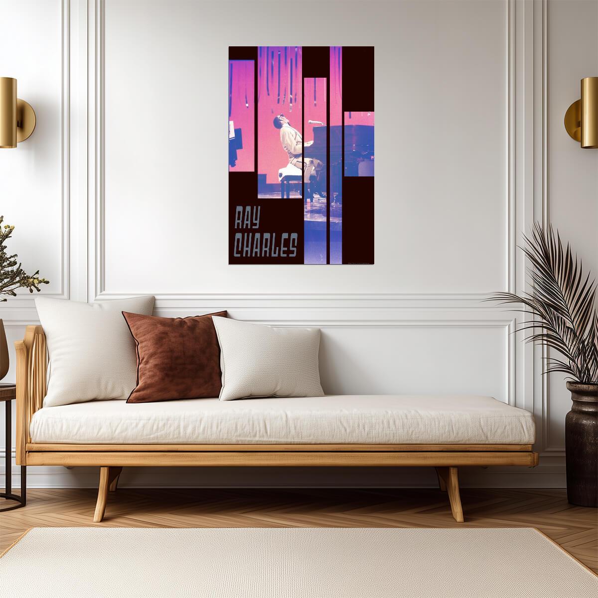 Ray Charles at the Pink Piano | Vintage Music Legend Poster | Stylized Concert Art - Music Poster