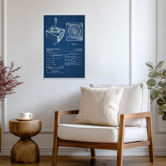 Vintage Joystick Patent | Retro Gaming Poster | Gamer Blueprint Wall Art