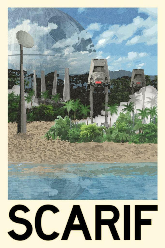 Star Wars Planet Scarif | Minimalist Fantasy Travel Poster - Movies & TV Poster
