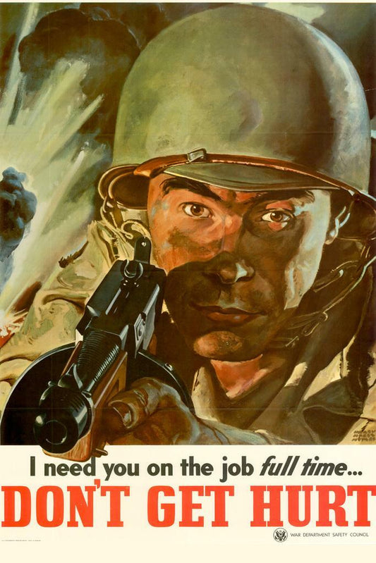 "Don't Get Hurt - I Need You on the Job" | WWII Propaganda Poster | Workplace Safety Art - Vintage & Retro Poster