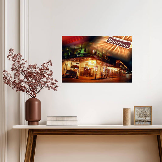 Bourbon Street at Night in New Orleans | Louisiana Photography | Urban Cityscape Poster - Photography Poster