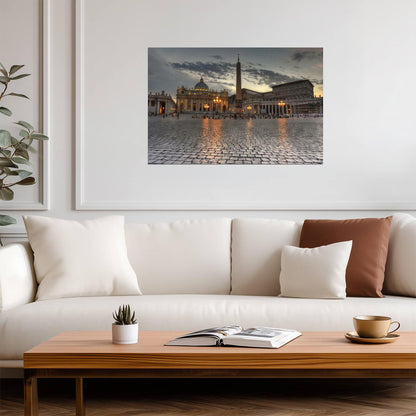 Sunset in St. Peter's Square | Vatican City Rome Photography | Italy Landmark Poster - Photography Poster