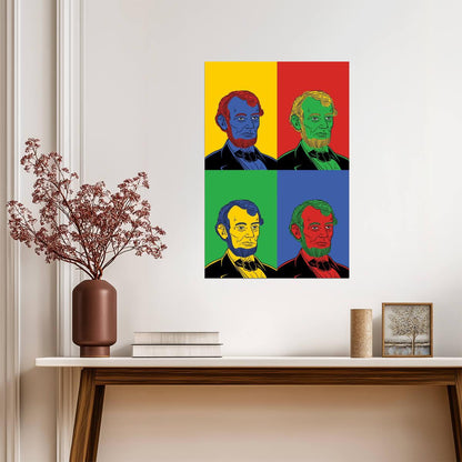 Abraham Lincoln Pop Art | Multicolor Stylized Portrait | Historical Figure Poster - Graphic & Art Poster