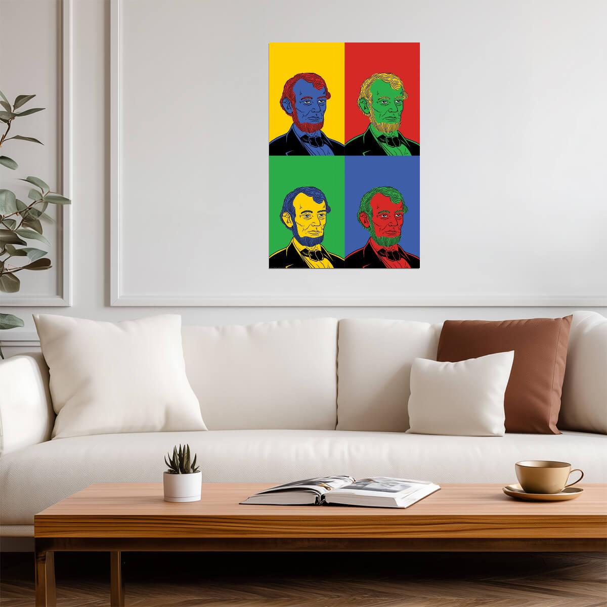 Abraham Lincoln Pop Art | Multicolor Stylized Portrait | Historical Figure Poster - Graphic & Art Poster
