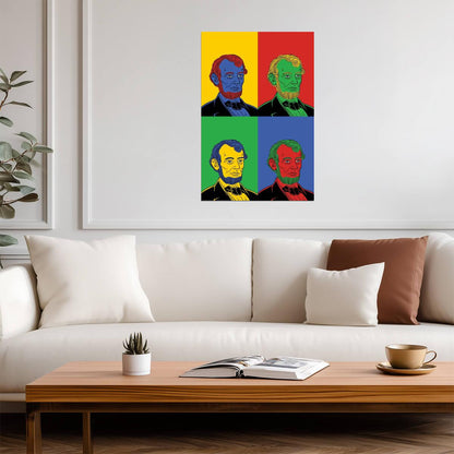 Abraham Lincoln Pop Art | Multicolor Stylized Portrait | Historical Figure Poster - Graphic & Art Poster