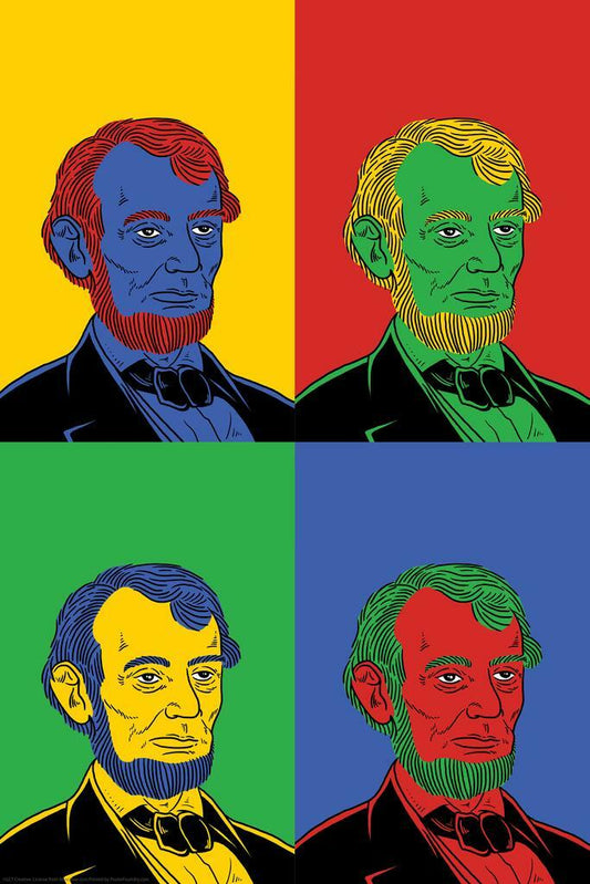 Abraham Lincoln Pop Art | Multicolor Stylized Portrait | Historical Figure Poster - Graphic & Art Poster