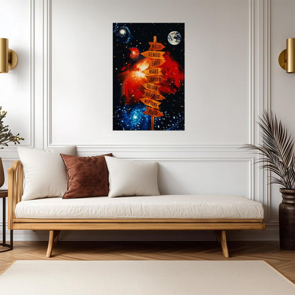 "Road Sign to the Planets" | Futuristic Sci-Fi Art | Solar System Poster - Type & Quotes Poster