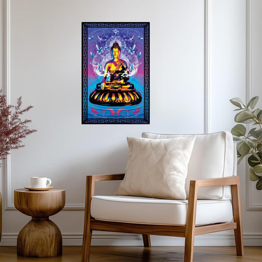 Buddha Fractal Art | Psychedelic Spiritual Poster | Zen Meditation Wall Decor - Graphic & Art Poster