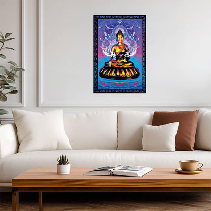 Buddha Fractal Art | Psychedelic Spiritual Poster | Zen Meditation Wall Decor - Graphic & Art Poster