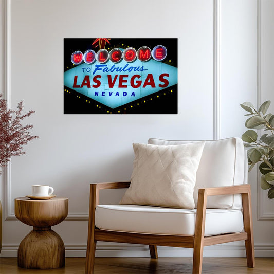 "Welcome To Fabulous Las Vegas" Sign | Iconic Nevada Landmark | Retro City Poster - Type & Quotes Poster