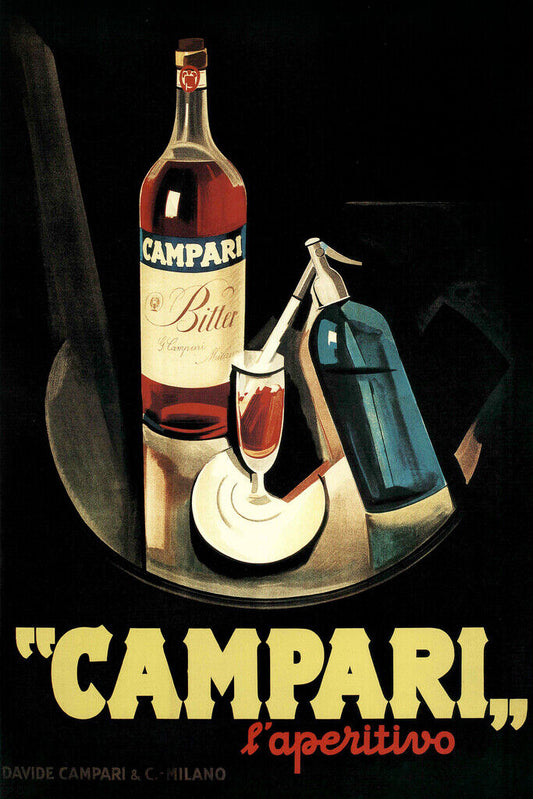 Campari L'Aperitivo by Nizzoli Poster | Vintage Italian Liqueur Ad | Retro Bar Decor