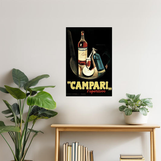 Campari L'Aperitivo by Nizzoli Poster | Vintage Italian Liqueur Ad | Retro Bar Decor