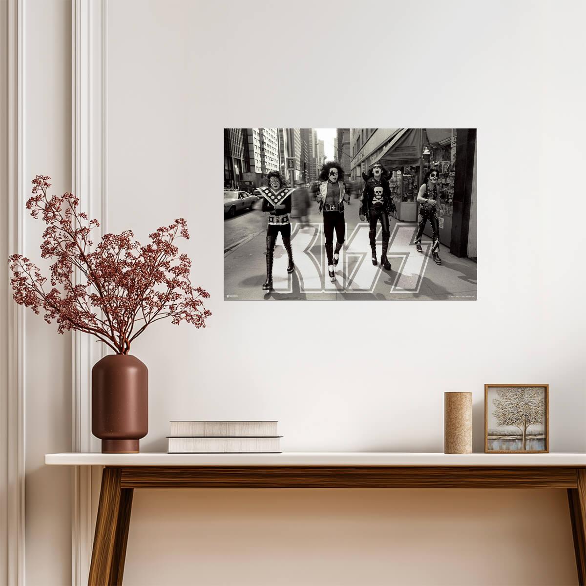 Kiss The Band in New York City | Vintage Rock Photography Poster | Black and White Music Wall Art - Music Poster