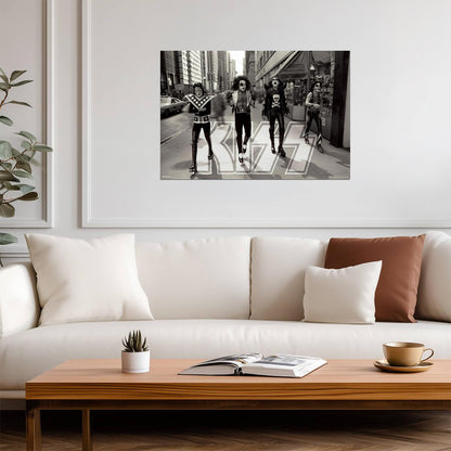 Kiss The Band in New York City | Vintage Rock Photography Poster | Black and White Music Wall Art - Music Poster