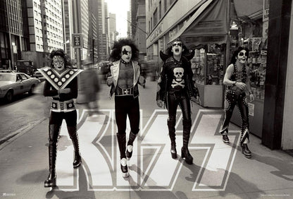 Kiss The Band in New York City | Vintage Rock Photography Poster | Black and White Music Wall Art - Music Poster