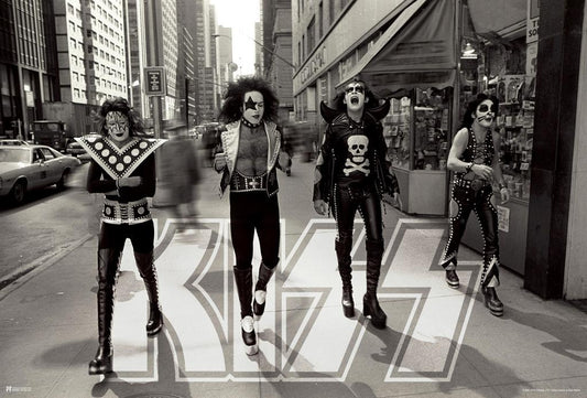 Kiss The Band in New York City | Vintage Rock Photography Poster | Black and White Music Wall Art - Music Poster