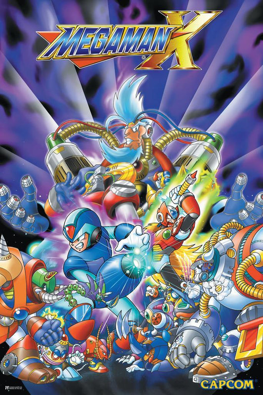 Mega Man X Cover Poster | Retro SNES Video Game Art | 90s Gaming Decor