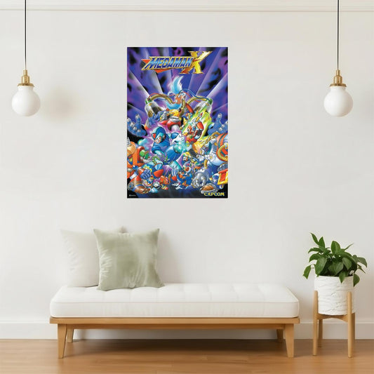 Mega Man X Cover Poster | Retro SNES Video Game Art | 90s Gaming Decor