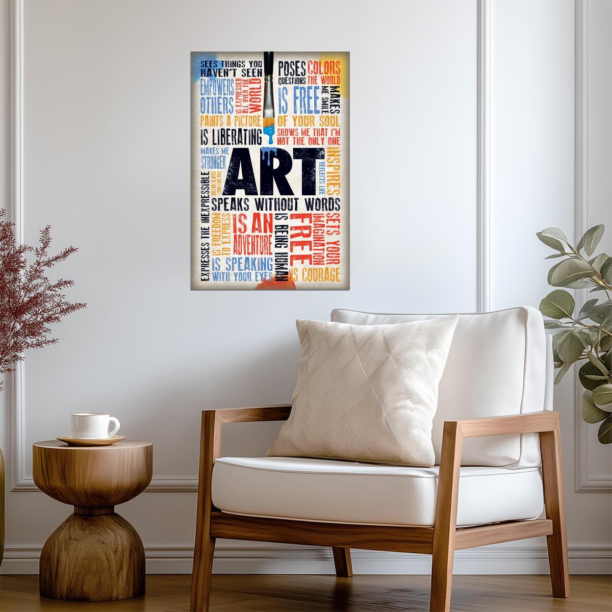 Art Speaks Where Words Are Unable To Explain | Inspirational Quote Poster | Art Classroom Wall Decor - Type & Quotes Poster