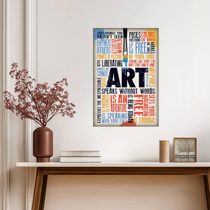 Art Speaks Where Words Are Unable To Explain | Inspirational Quote Poster | Art Classroom Wall Decor - Type & Quotes Poster