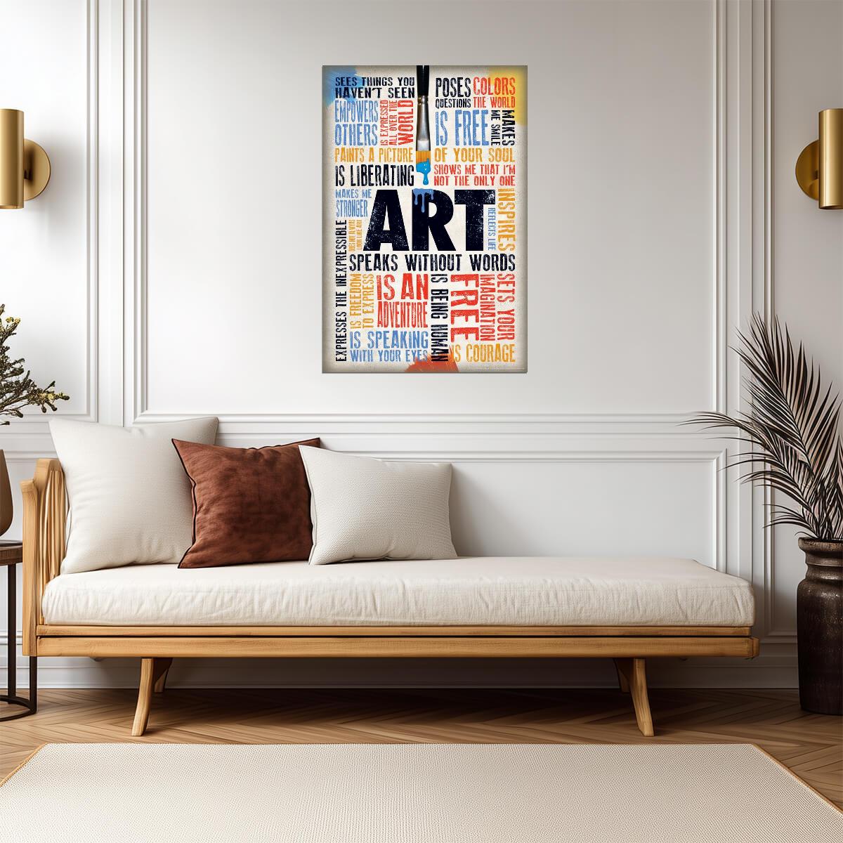 Art Speaks Where Words Are Unable To Explain | Inspirational Quote Poster | Art Classroom Wall Decor - Type & Quotes Poster