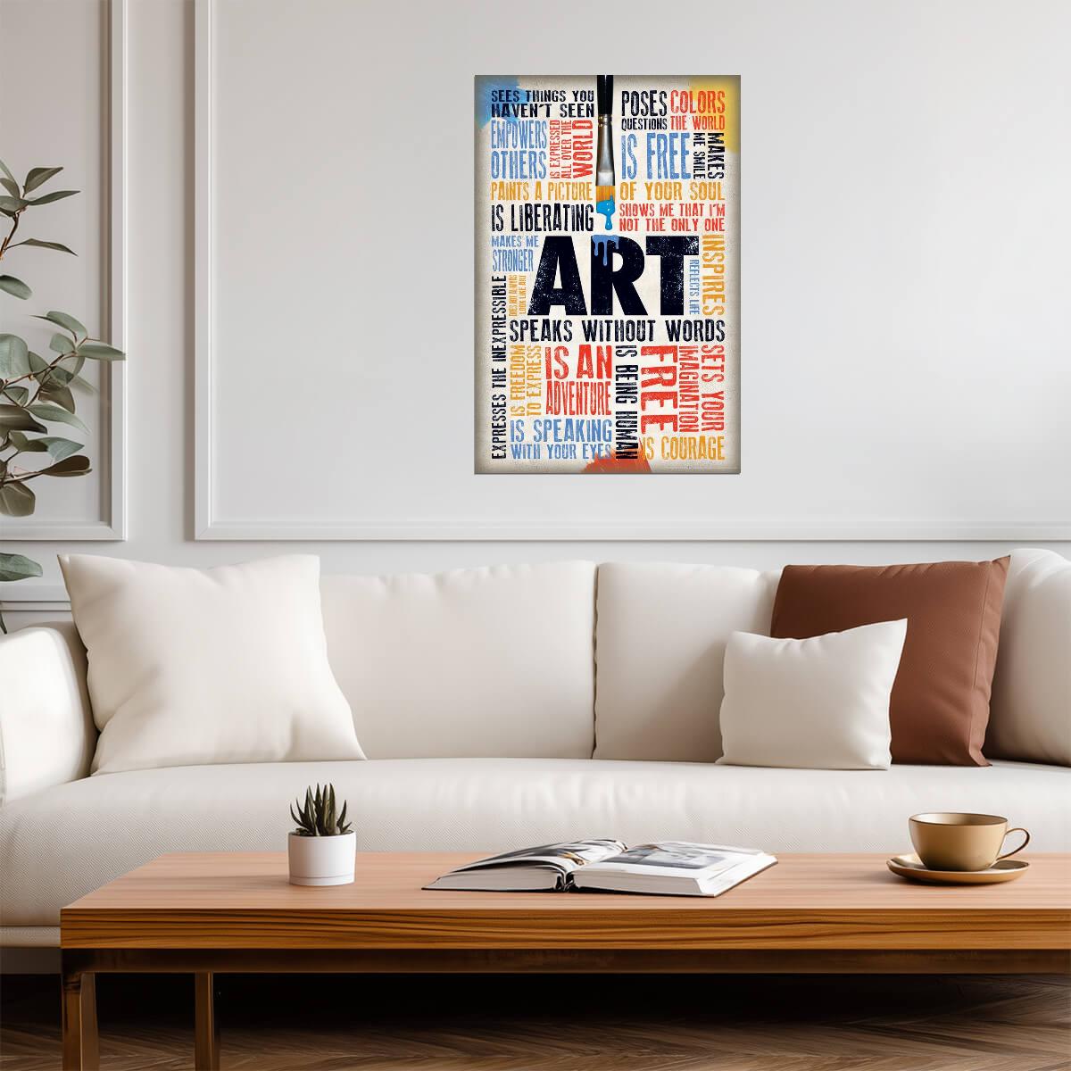 Art Speaks Where Words Are Unable To Explain | Inspirational Quote Poster | Art Classroom Wall Decor - Type & Quotes Poster
