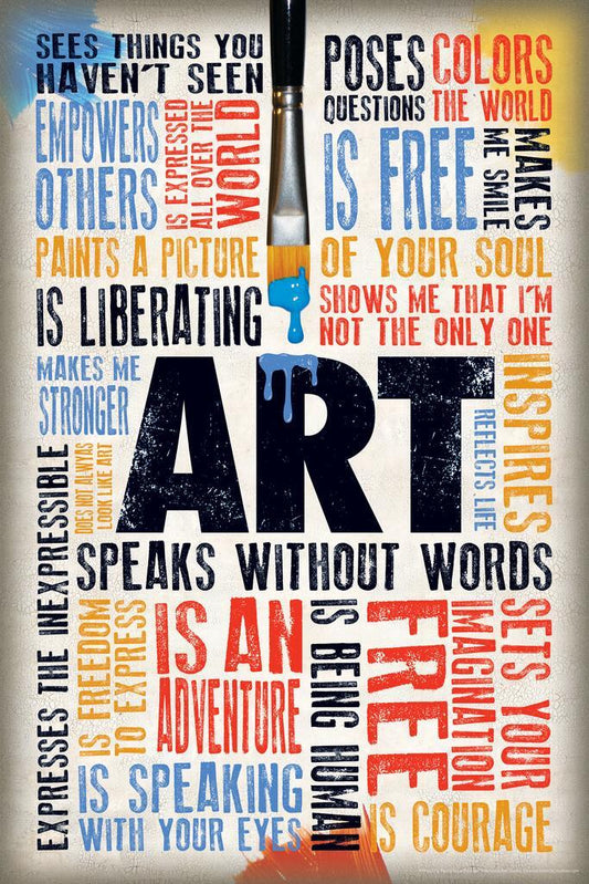 Art Speaks Where Words Are Unable To Explain | Inspirational Quote Poster | Art Classroom Wall Decor - Type & Quotes Poster
